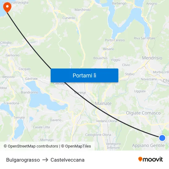 Bulgarograsso to Castelveccana map