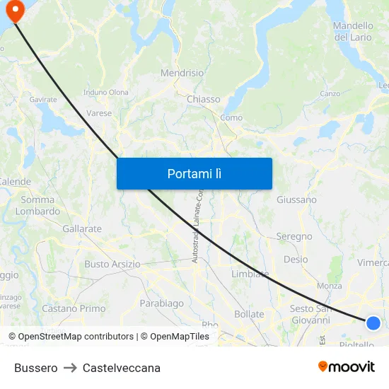 Bussero to Castelveccana map