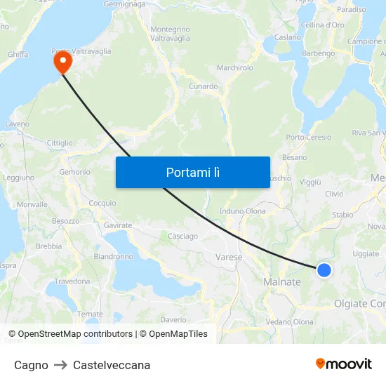 Cagno to Castelveccana map