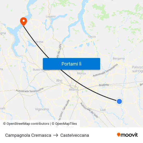 Campagnola Cremasca to Castelveccana map