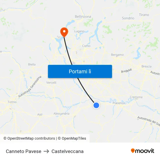 Canneto Pavese to Castelveccana map