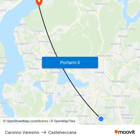 Caronno Varesino to Castelveccana map