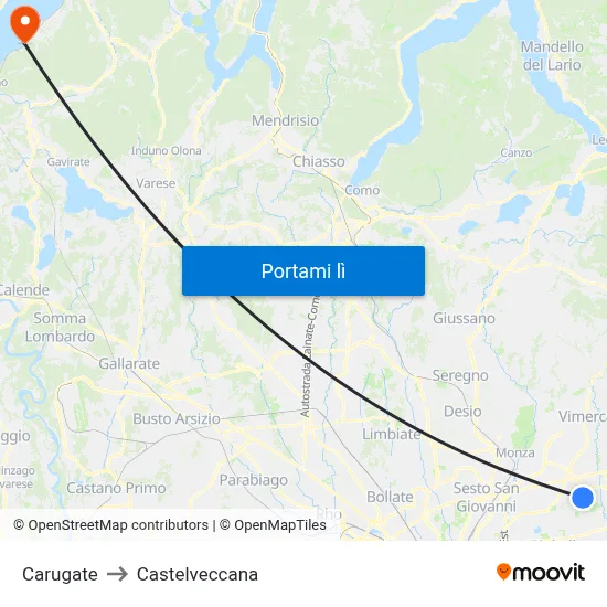 Carugate to Castelveccana map