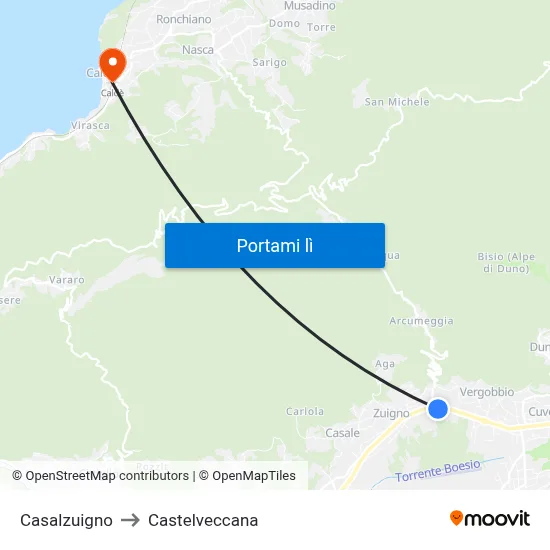 Casalzuigno to Castelveccana map