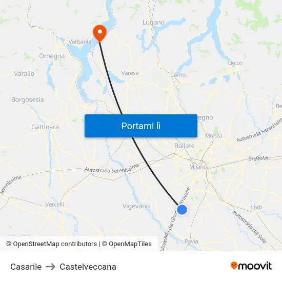 Casarile to Castelveccana map