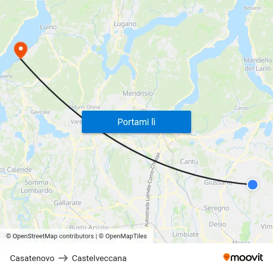 Casatenovo to Castelveccana map