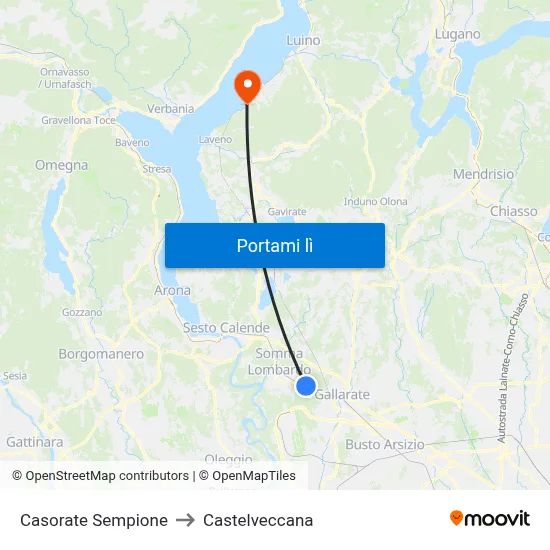 Casorate Sempione to Castelveccana map