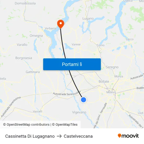 Cassinetta Di Lugagnano to Castelveccana map