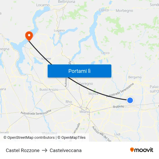Castel Rozzone to Castelveccana map