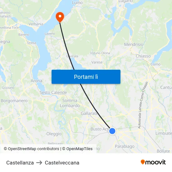 Castellanza to Castelveccana map