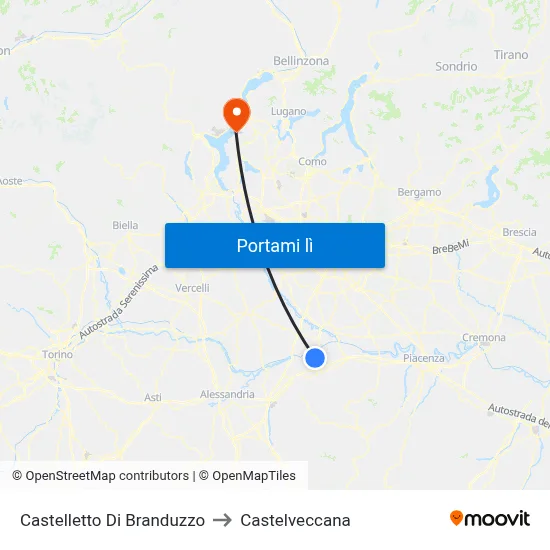 Castelletto Di Branduzzo to Castelveccana map