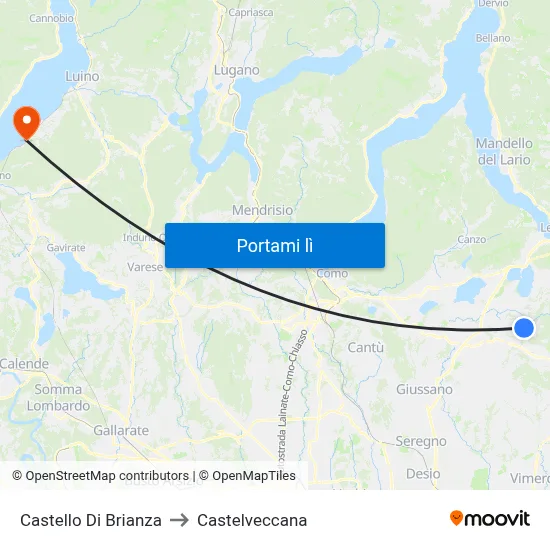 Castello Di Brianza to Castelveccana map