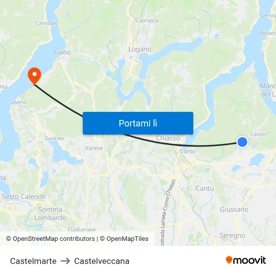 Castelmarte to Castelveccana map
