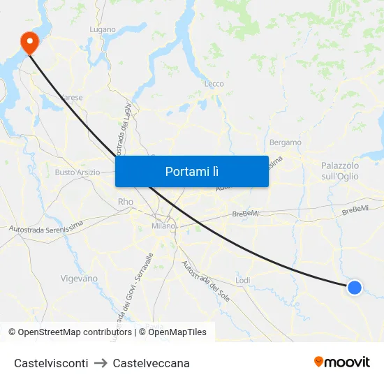 Castelvisconti to Castelveccana map