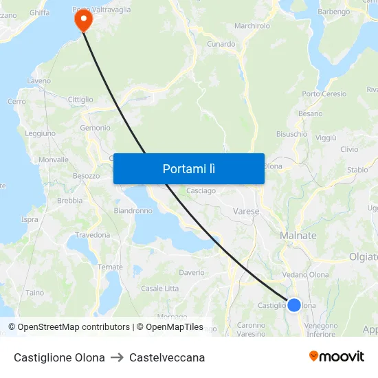 Castiglione Olona to Castelveccana map