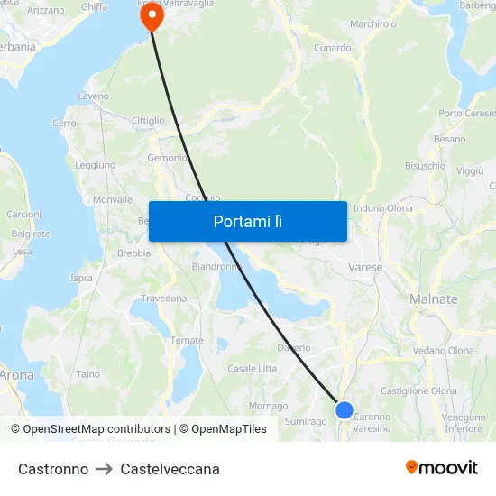 Castronno to Castelveccana map