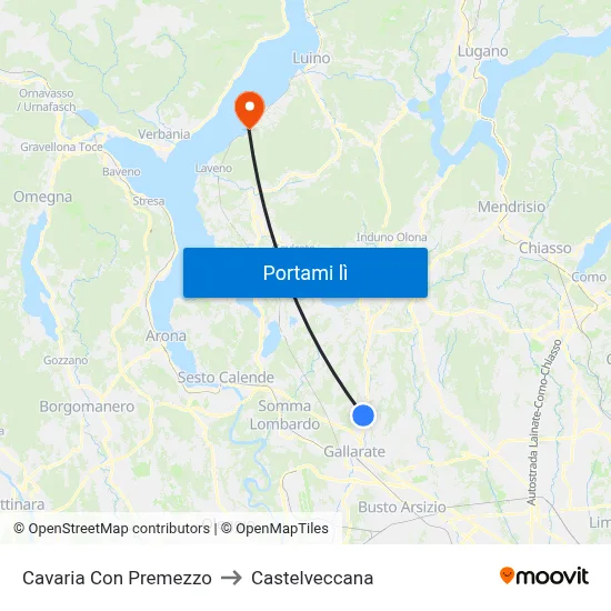 Cavaria Con Premezzo to Castelveccana map