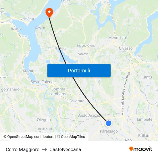 Cerro Maggiore to Castelveccana map