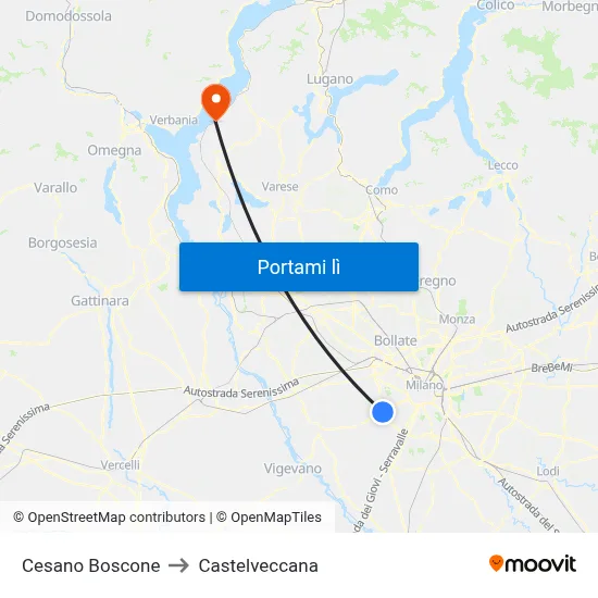 Cesano Boscone to Castelveccana map