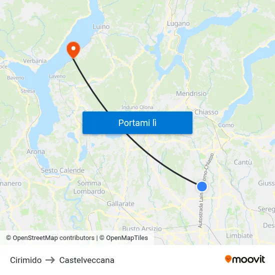 Cirimido to Castelveccana map