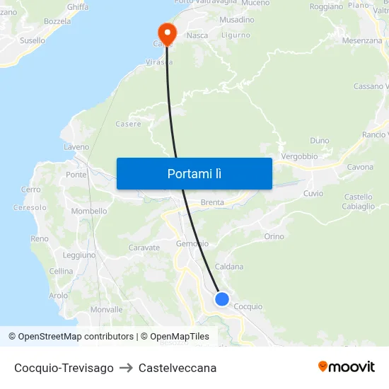 Cocquio-Trevisago to Castelveccana map