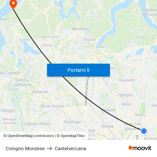 Cologno Monzese to Castelveccana map