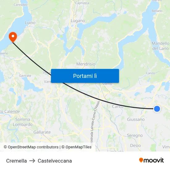 Cremella to Castelveccana map