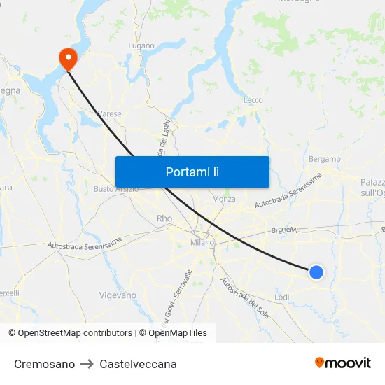 Cremosano to Castelveccana map