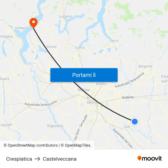 Crespiatica to Castelveccana map