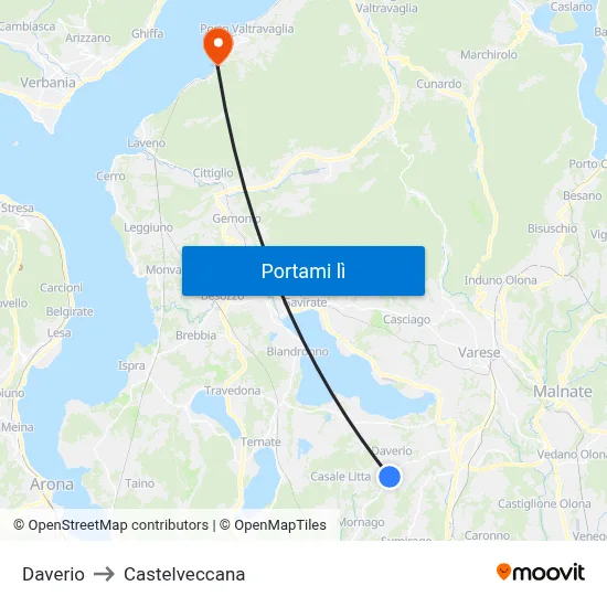 Daverio to Castelveccana map