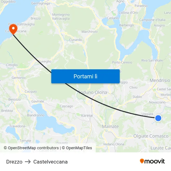 Drezzo to Castelveccana map