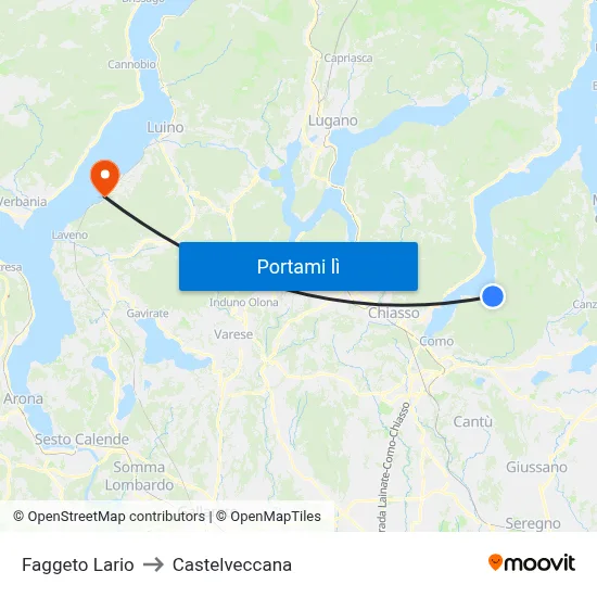 Faggeto Lario to Castelveccana map