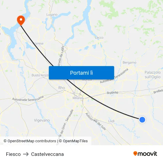 Fiesco to Castelveccana map