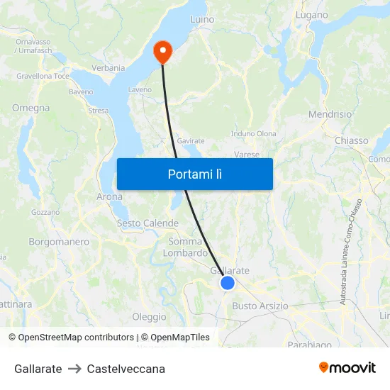 Gallarate to Castelveccana map
