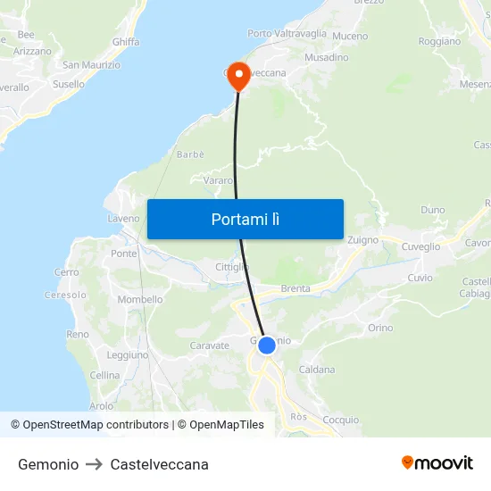 Gemonio to Castelveccana map