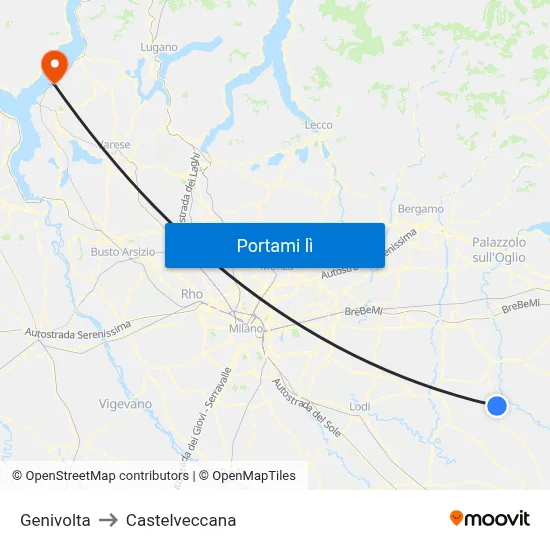 Genivolta to Castelveccana map