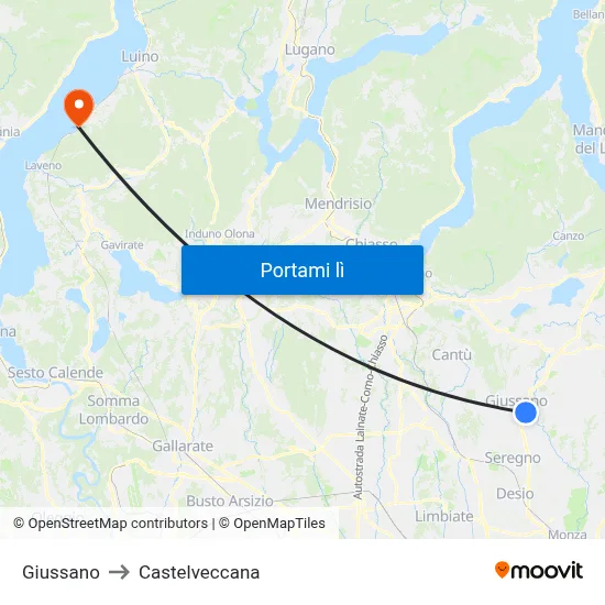 Giussano to Castelveccana map