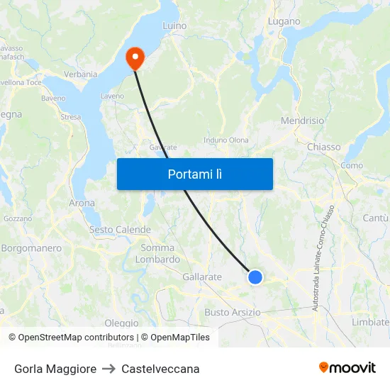 Gorla Maggiore to Castelveccana map