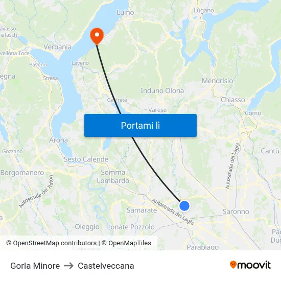 Gorla Minore to Castelveccana map