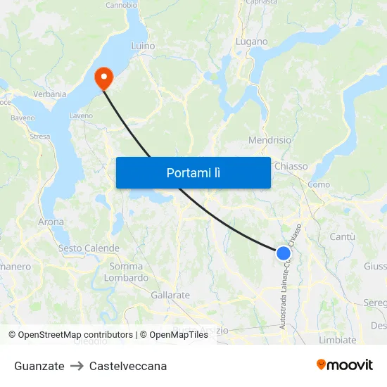 Guanzate to Castelveccana map