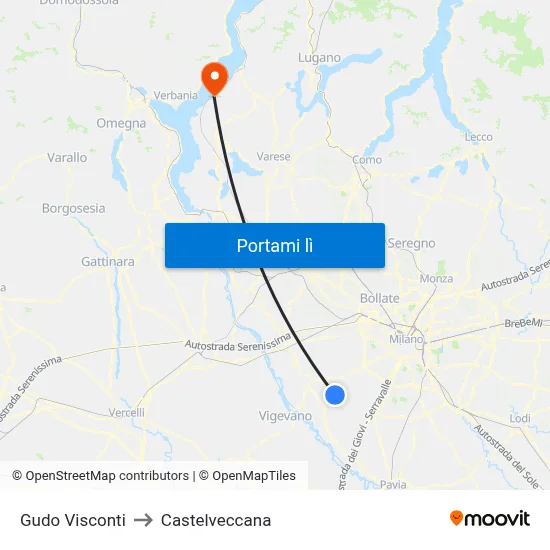 Gudo Visconti to Castelveccana map