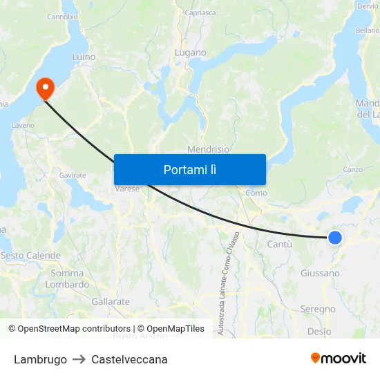 Lambrugo to Castelveccana map