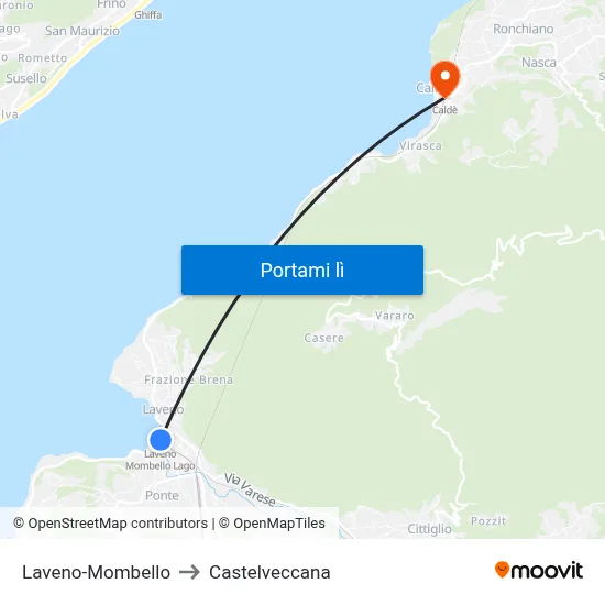 Laveno-Mombello to Castelveccana map