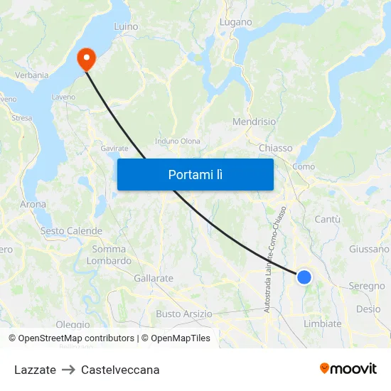 Lazzate to Castelveccana map
