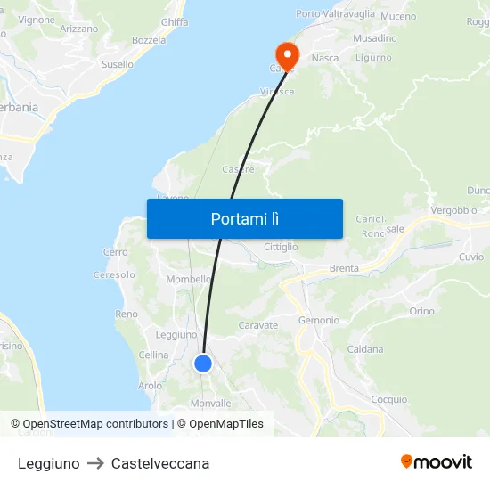 Leggiuno to Castelveccana map