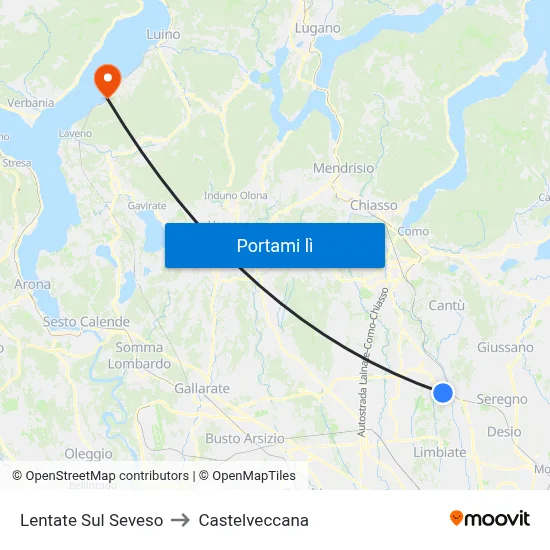 Lentate Sul Seveso to Castelveccana map