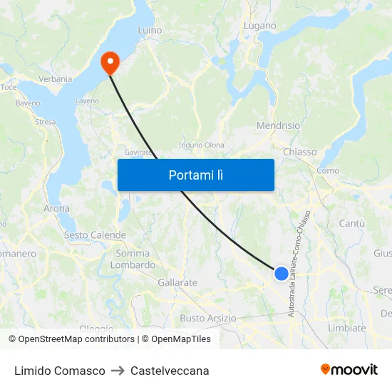 Limido Comasco to Castelveccana map