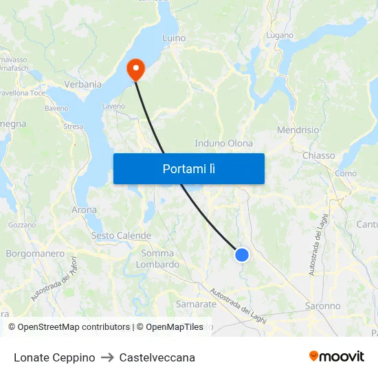 Lonate Ceppino to Castelveccana map