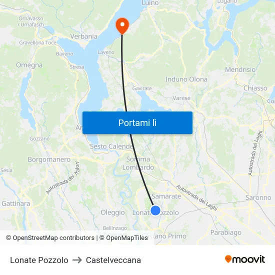 Lonate Pozzolo to Castelveccana map