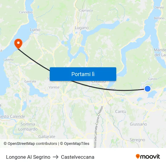 Longone Al Segrino to Castelveccana map